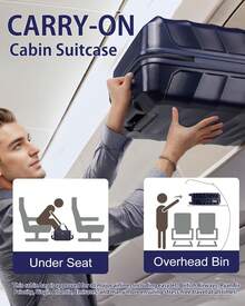 Sea Choice Hand Luggage 55x40x21 Suitcase 20 Inch ABS Hard Shell Travel Trolley With Brake Caster TSA Lock YKK Zipper 8 Spinner Wheels With Packing Cubes 6 Pcs - Navy Blue - View 3