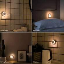 1pc Led Night Light With Dusk-To-Dawn Sensor, Energy Saving, Suitable For Bathroom, Bedroom, Kitchen, Hallway