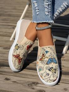 Women's Fashion Skateboard Shoes, White With Leopard Print Patchwork Lace-Up Low-Top Thick Sole Sneakers, Casual Versatile Outdoor Sports Shoes - Beige - View 3