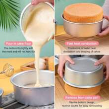 1 pièce / 3 pièces, moule à gâteau rond en aluminium, moule à gâteau rond amovible, ustensile de cuisson, petit ustensile de cuisine, accessoire de cuisine, différentes tailles disponibles, convient pour la cuisine, le restaurant, la cuisson