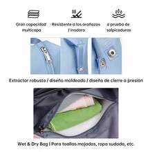 Bolsa de viaje plegable de gran capacidad para mujer, bolso de hombro portátil para ejerciciO, MULTIFUNCIONAL de gran capacidad. - Celeste - Ver 9