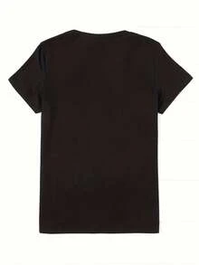 Women'S Graphic "Paper Chaser" T-Shirt - Short Sleeve, Crew Neck, Black With Green Dollar Bill Design, Casual Summer Tee, Polyester Blend, Ladies T Shirts - Black - View 2