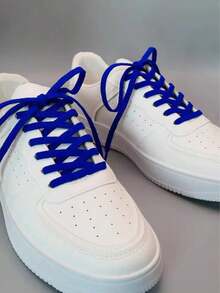 2 Pairs Fashionable Solid Color Elastic Shoelaces, Minimalist And Practical Multi-Purpose - Royal Blue - View 3