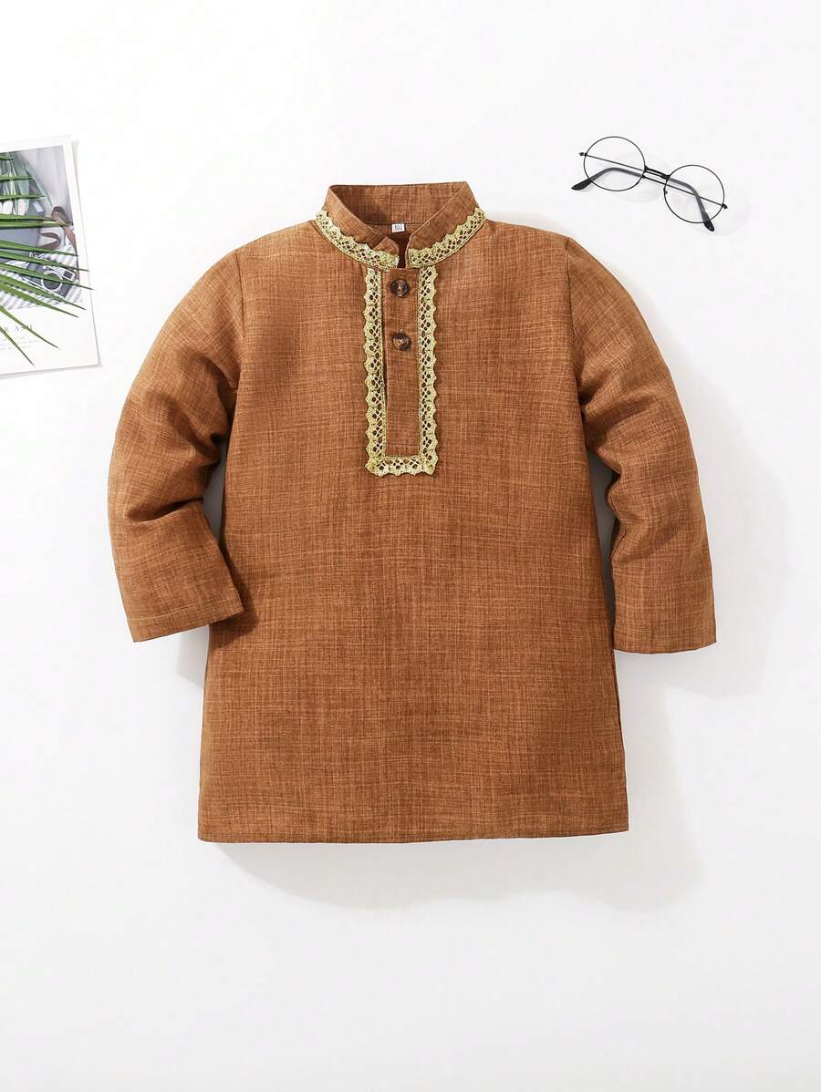 Bata larga de manga larga con estilo retro para niño