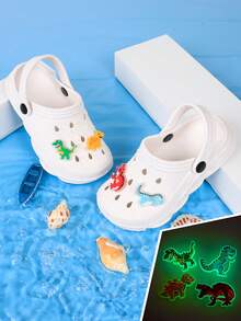 Fashionable Versatile Kids Fluorescent Dinosaur Accessory Clogs, Lightweight Suitable For Outdoor Wear - White - View 6