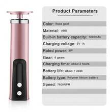 Hailicare 二合一电动美甲和足部护理系统 – 6 档可调，7600RPM 电机，LCD 显示屏，Type-C 快速充电，2 个可互换刀头用于去除老茧和死皮 - 玫瑰 - 查看 11