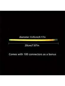 100支/套荧光棒 - 20厘米彩色霓虹荧光棒，适用于派对、酒吧、夜总会 | 塑料材质，圣诞派对装饰，无需电源 - 彩色 - 查看 6