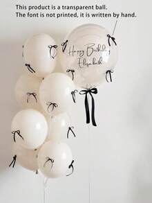 1 Set - 16pcs, 18" Bubble Balloon Kit, Pink & Black Bow Decor, Birthday, Proposal, Bachelor Party, Holiday Party Scene Decoration - Multicolor - View 7