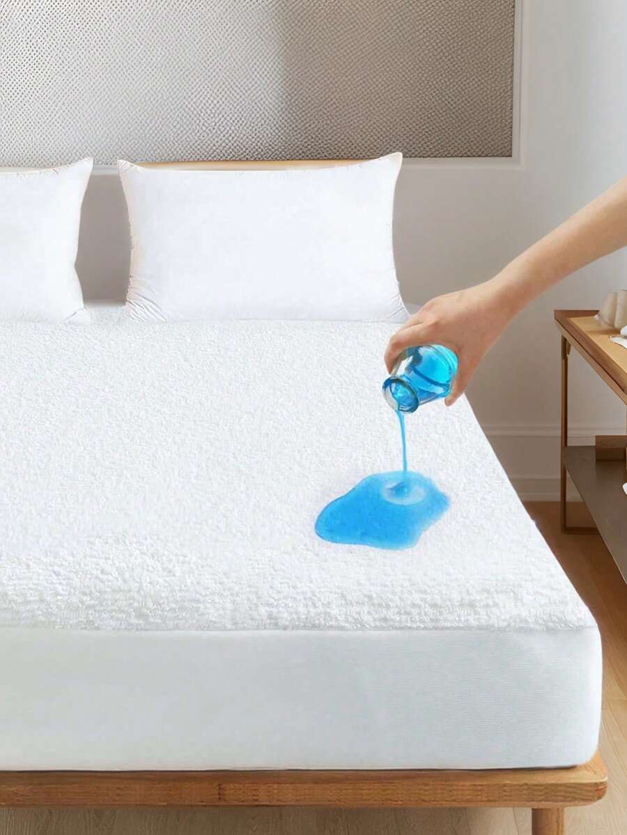 CNZB-A White Waterproof Cotton Terry Mattress Protector With Breathable And Soft Deep Pocket Design, Suitable For Machine Washing, Suitable For Home/Hotel Bedrooms, And Suitable For All Seasons.