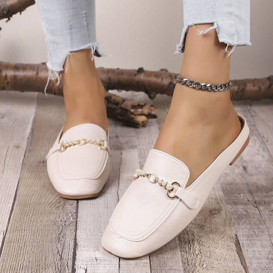 Pantofi de damă cu slip-on mule, mocasini cu talpă moale, fără spate