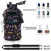 UKEIN Half Gallon Water Bottle With Storage Sleeve, 74oz Large Water Bottle With 2 Lids(Straw Lid And Chug Lid), Big Sports Water Jug For Gym With Strap, Drink Container With Handle - 黑粉 - 查看 2
