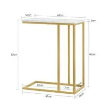 SoBuy FBT87-G Side Table Sofa Table Coffee Table Laptop Table Bedside Table Nursing Table With Golden Metal Frame W X H X D Approx. 48 X 62 X 30 Cm - Gold - View 2