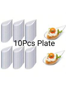 10/20pcs 4-Inch Appetizer Serving Dishes, Clear Plastic Appetizer And Dessert Plates Set, With Asian Style Spoons, Mini Dessert Tasting Cups For Afternoon Tea - Transparent - View 6