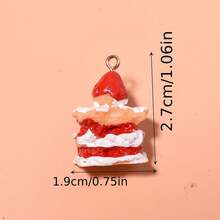 5/10/12 件树脂草莓蛋糕吊饰，适用于 DIY 珠宝制作、耳环、工艺品、家居装饰配件 - 彩色 - 查看 4