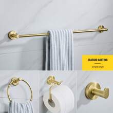 Brushed Gold Bathroom Accessories Set Hardware Kit Wall Mount Hand Towel Bar Rack Toilet Roll Paper Holder Robe Hook Hanger