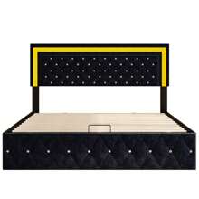 Cama con canapé 180*200 cm, cama doble con cabecero ajustable, somier, cama adulto, cama juvenil, cama, terciopelo negro