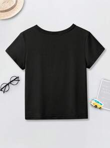Young Boys Simple Letter & Bulldozer Clover Print Short Sleeve T-Shirt, Summer St. Patrick's Day