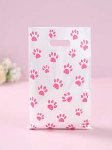 10/25/50 pièces Sacs cadeaux avec empreintes de pattes de chien roses, sacs d'emballage thème de révélation de genre avec empreintes de pattes, cadeaux pour anniversaires, mariages, baby showers, fêtes de révélation de genre, fournitures pour boutiques, sacs à provisions