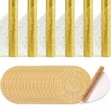 6pcs Table Runners 28*275cm + 36pcs Placemats 33cm, Table Runner And Placemat Set, Suitable For Party Decoration