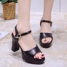 Women's Heeled Sandals - Black - View 4