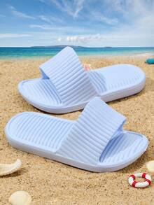 1 đôi dép đi trong nhà thời trang, thoải mái, nhẹ nhàng, dễ thương màu xanh da trời nhạt cho bé trai, chống trượt, thích hợp cho mùa xuân/hè. - Màu xanh lam - Xem 4