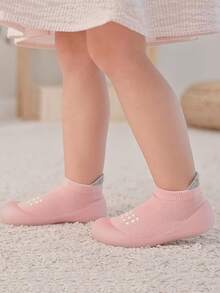 1 Pair Infant Silicone Soft Bottom Spring/Autumn Outdoor Sports Socks, Breathable Non-Slip Indoor Walking Socks, Unisex Baby Dedicated - Pink - View 2