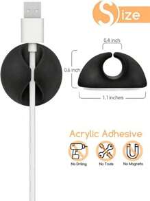 3 pièces Organisateur de câbles de bureau (1 de chaque couleur) Dispositif de fixation de câble de données, support de rangement de câble de données de téléphone portable minimaliste, attache-câble de recharge réutilisable