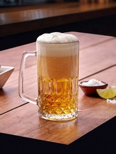 Set de 4 Tarros de Vidrio para Cerveza de 500 ml Estilo Alemán con Diseño Grabado Clásico, Asa Ergonómica y Vidrio Resistente – Ideal para Cerveza Artesanal, Bebidas Frías o Cocteles