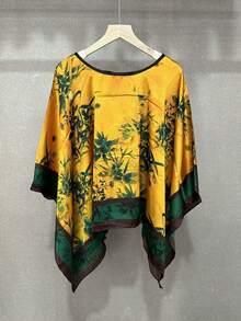 1pc Women's Floral Leopard Paisley Print Imitation Silk Scarf Shawl, Lightweight Sunscreen Hijab Headscarf, Vintage Fashion Beach Wrap - Multicolor - View 10