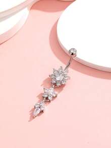 1pc Women's Fashionable Navel Piercing Ring, Sexy Belly Button Ring With Rhinestone Decor - Yellow Gold - View 6