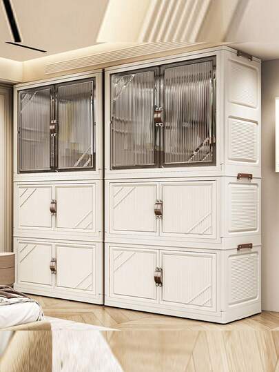 5/4/3/2/1 Tier Folding Wardrobe Cabinet, Adult Freestanding Closet, Bedroom Storage Cupboard For Clothes, No Assembly Required