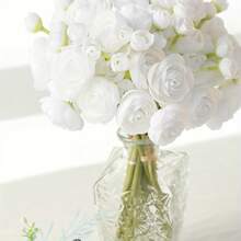 6 PCS Artificial Ranunculus Flowers, Faux Silky Mini Bouquets, Bulk Fake Wedding Filler Flowers For Centerpieces, Arrangements, Bridal Shower Decor, Polyester