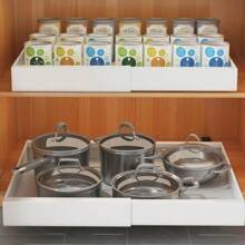 1pc Pull Out Shelf Rack, Kitchen Cabinet Under Sink Adjustable Spice Jars Drawer Basket Organizer, Kitchen Storage Utensils, Room Decoration, Suitable For Kitchen, Restaurant, Party, Camping, Outdoor, Gathering, Gift For Friends, Family Gift