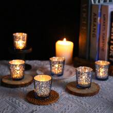 6 stuks geribbelde gouden votiefkaarshouders voor bruiloftsdecoraties, kwikglazen theelichthouder, gouden kaarsenhouders voor tafeldecoraties, Moederdagfeesttafeldecoraties, paasdecoratie