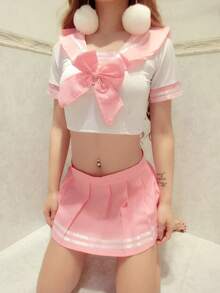 A Set Of Sexy Pure Female Role-Playing, Junior Girl Outfit, Bow, Japanese Kawaii Campus JK Set Halloween - Multicolor - View 3