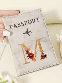 1pc A-Z 26 Letters Fashionable Letter Print Stylish Burgundy Passport Cover, Premium PU Leather Passport Wallet With Multi-Card Pockets For Credit Cards, Boarding Passes, And IDs, Compact And Portable Travel Essentials Organizer For Women, Men Graduation - Pink - View 139