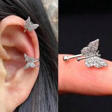 1pc Rhinestone Butterfly Ear Clip, Women Personalized Daily Ear Cuff - Butterfly - View 4