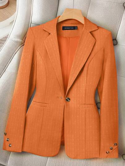 HOMEYEE Blazer casual de estilo vintage con cuello de solapa, manga larga, ideal para oficina y negocios, elegante para primavera/otoño/invierno