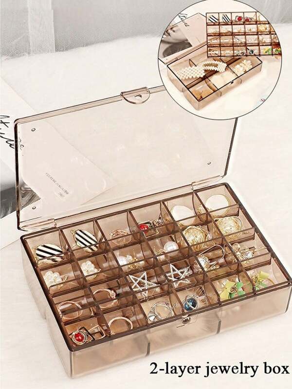 1pc Transparent Jewelry Box, Detachable Multifunctional Jewelry Display Box Suitable For Rings, Earrings, Nail Art, Anti-Oxidation, Large Capacity, Ideal For Jewelry Storage, Jewelry Exhibitors, Jewelry Collectors, Holiday Gifts Back To School