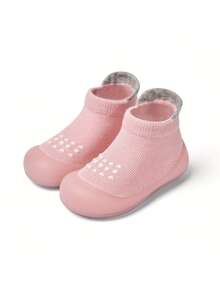 1 Pair Infant Silicone Soft Bottom Spring/Autumn Outdoor Sports Socks, Breathable Non-Slip Indoor Walking Socks, Unisex Baby Dedicated - Pink - View 4