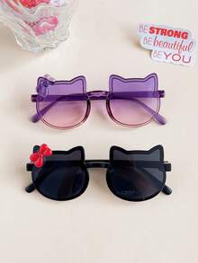 1/2/3/4Pcs 2025 Boys Girls Cute Newest Double Colors Cat Bowknot Shape Kids Children Baby Fashion Glasses Eyewear