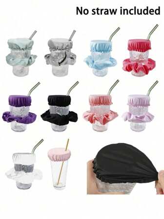 Nightclub Anti-Drug Water Cup With Cup Cover Rubber Band Dustproof Cup Cover,Reusable Splash-Proof Fabric Drink Covers With Straw Hole - Portable, Hand Wash Only, For Bars, Hotels, Clubs, Picnics And Outdoor Use