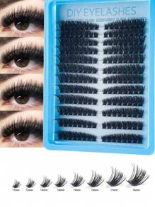 60/192/216pcs Cluster Lashes DIY Eyelash Extension D Curl Long Individual Lashes Mixed Tray Faux Mink Lash Clusters Extensions