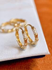 2pcs S925 Sterling Silver Original Elegant Zirconia Bamboo Node Earrings, Versatile Accessories For Women, Suitable For Daily Wear, Festival & Party Gift - Bamboo Zirconia Earrings - View 7