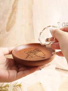 1pc Custom Engraved Wooden Jewelry Tray - Personalized Round Polished Wood Dish For Rings, Earrings & Necklaces - Ideal For Wedding, Engagement, Bridesmaid Gifts & Keepsakes - Versatile Tabletop Display, Jewelry Trays