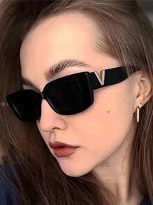 Korean-Style Women's Square Hip-Hop Fashion Glasses For Cross-Border Purchase1pc For Summer Beach Vacation,Outdoor,Travel