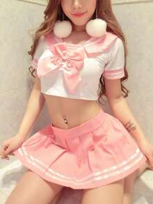 A Set Of Sexy Pure Female Role-Playing, Junior Girl Outfit, Bow, Japanese Kawaii Campus JK Set Halloween - Multicolor - View 2