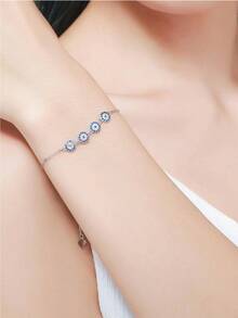 1pc Zirconia 4-Eye Evil Eye Design Bracelet - Rose Gold - View 5