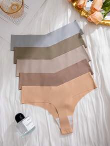 Set de 5 bragas invisibles y cómodas de estilo T-back, transpirables y sexys para mujer - Multicolor - Ver 3