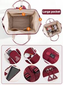 Large Capacity Multi Pocket Embroidered Backpack, Unisex Casual School Bag - Multicolor - View 8